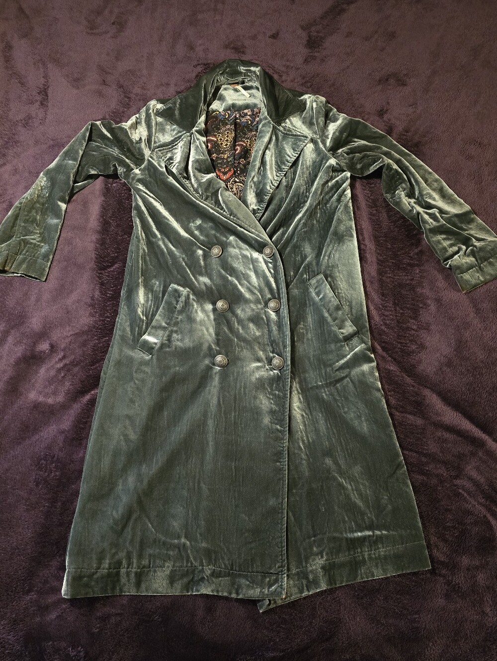 Free People Velvet Duster Jacket Trench Coat